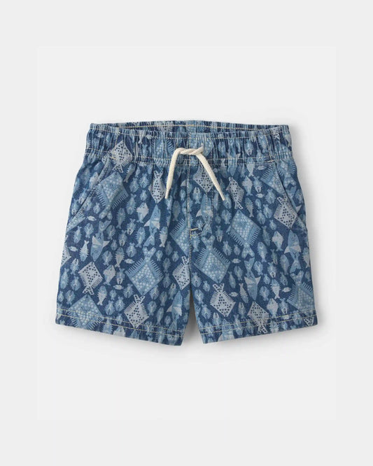 Toddler Boy Fish Denim Chambray Shorts