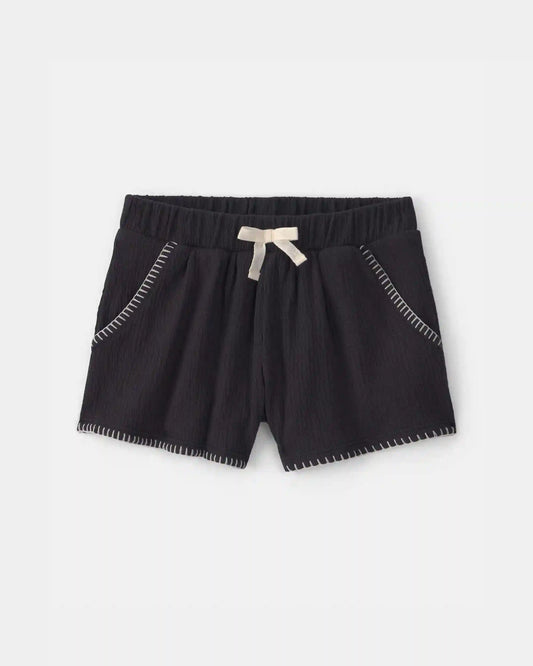 Toddler Girl Crinkle Shorts - Black