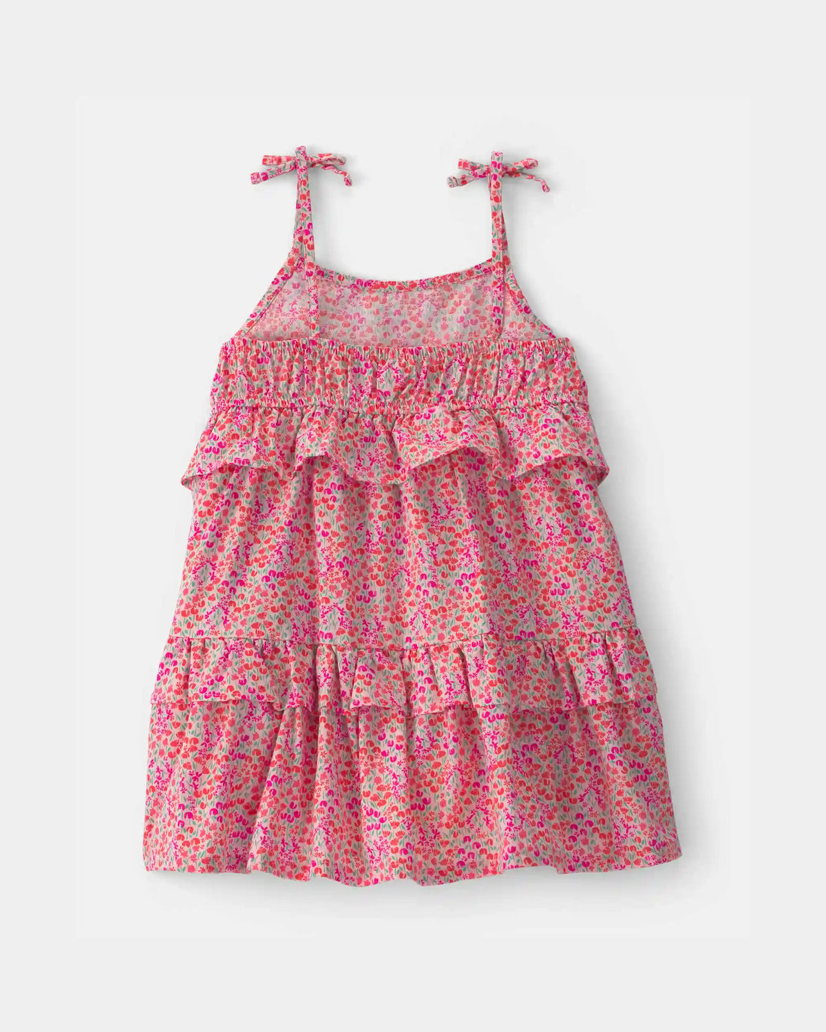 Toddler Girl Floral Ruffle Tiered Dress - Pink