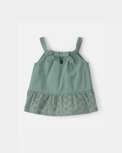 Toddler Girl 2-Piece Eyelet Tank Top & Short Set - Green