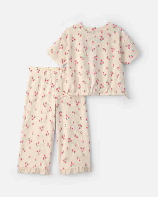Toddler Girl 2-Piece Short-Sleeve Top & Pant Set - Ivory