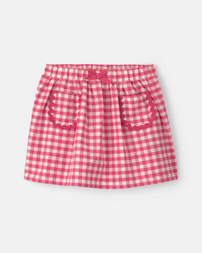 Toddler Girl Gingham Skort - Red