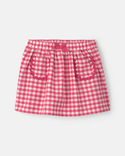 Toddler Girl Gingham Skort - Red