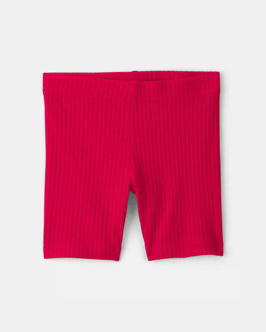 Toddler Girl Rib Bike Shorts - Red