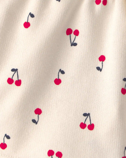 Toddler Girl Cherry French Terry Shorts - Cream