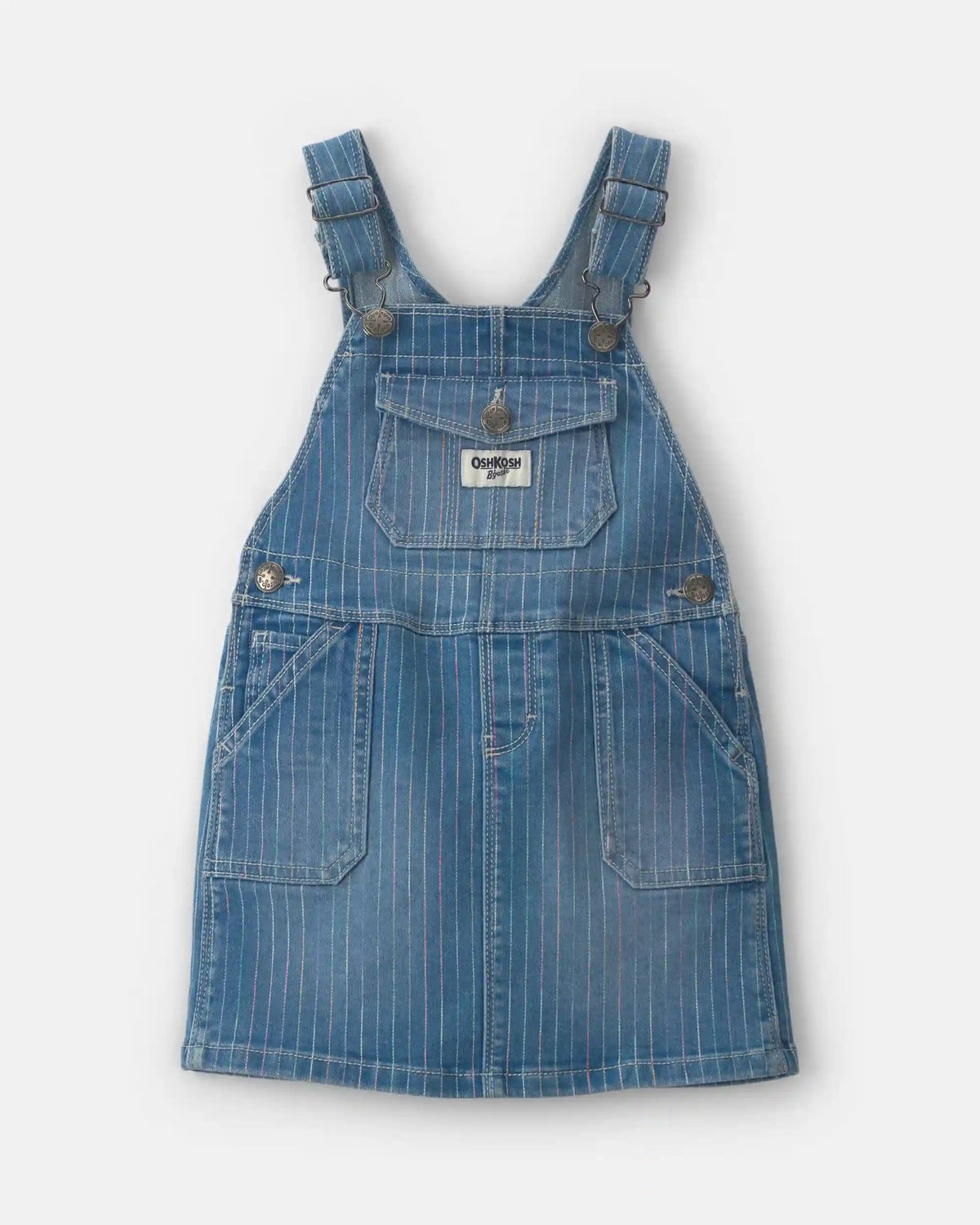 Toddler Girl Rainbow Stripe Denim Skirtall - Medium Wash