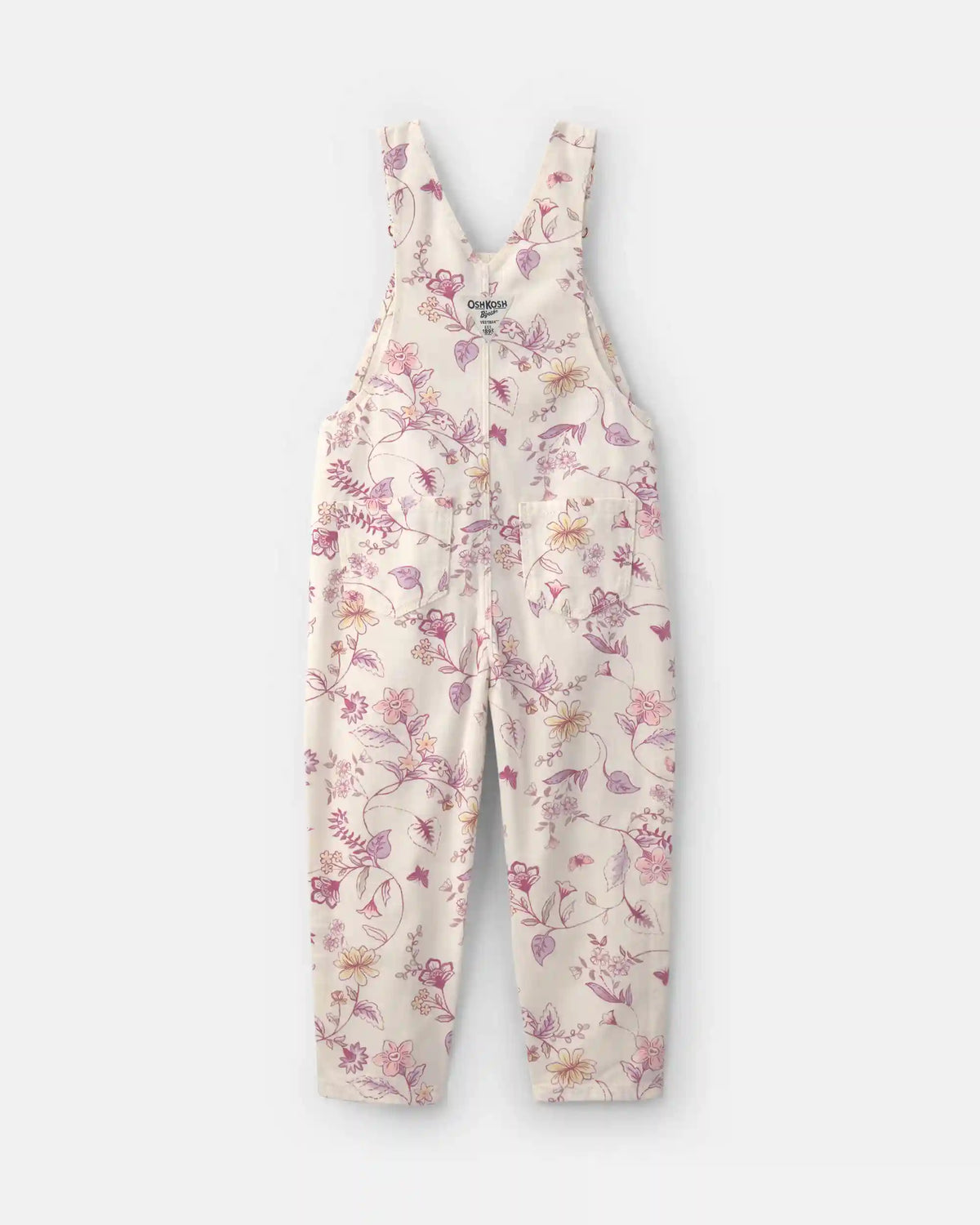 Toddler Girl Floral Overalls - Ivory
