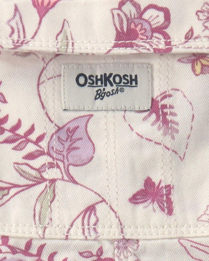 Toddler Girl Floral Overalls - Ivory