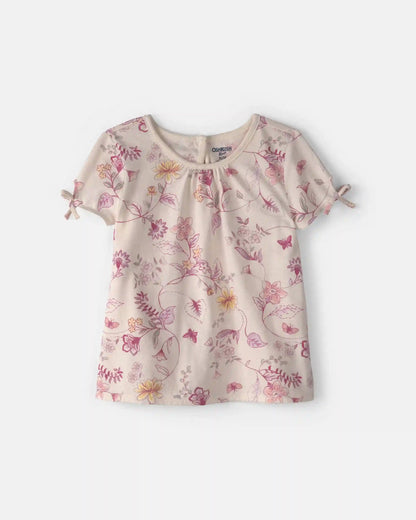 Toddler Girl Floral Tie-Sleeve Top - Ivory