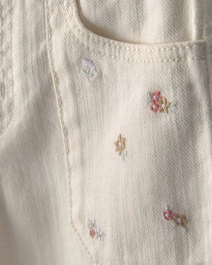Toddler Girl Floral Twill Pants - Cream