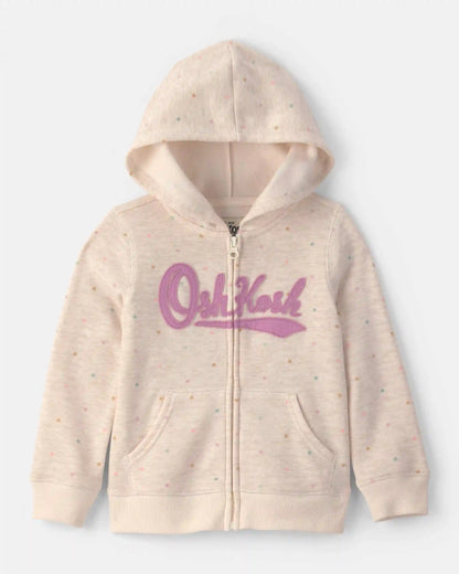 Toddler Girl Heart OshKosh Logo Fleece Zip-Up Hoodie - Cream