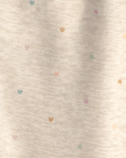 Toddler Girl Heart Fleece Drawstring Pants - Cream