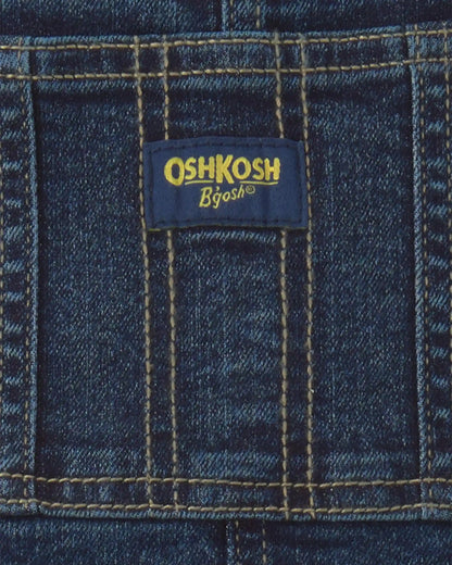 Toddler Elastic Strap Denim Overalls - Dark Wash