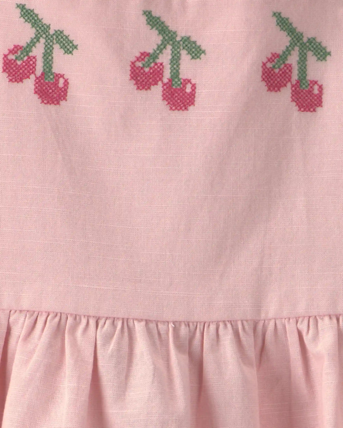 Toddler Girl Cherry Sleeveless Dress - Pink