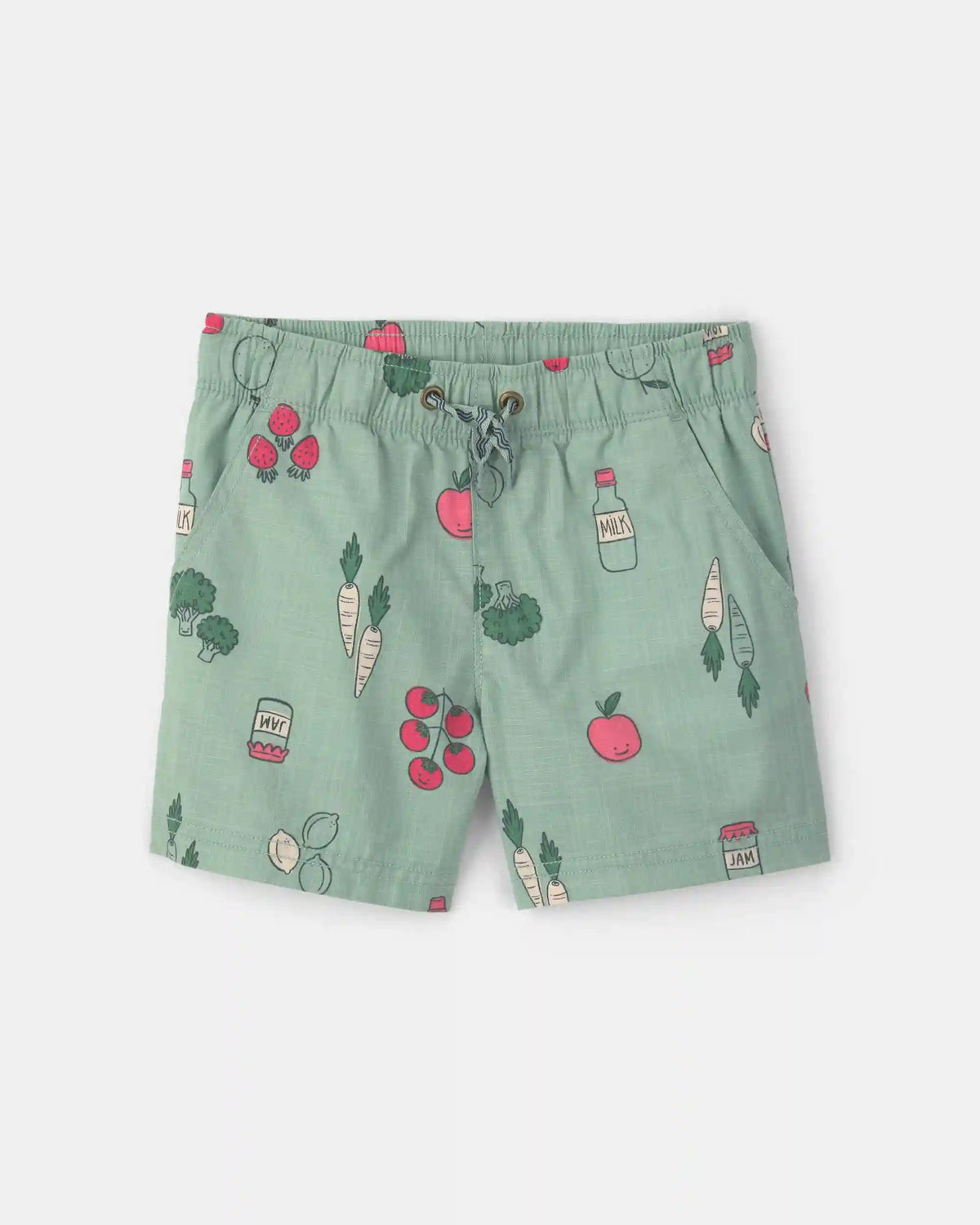Toddler Boy Veggie Fruit Shorts - Green
