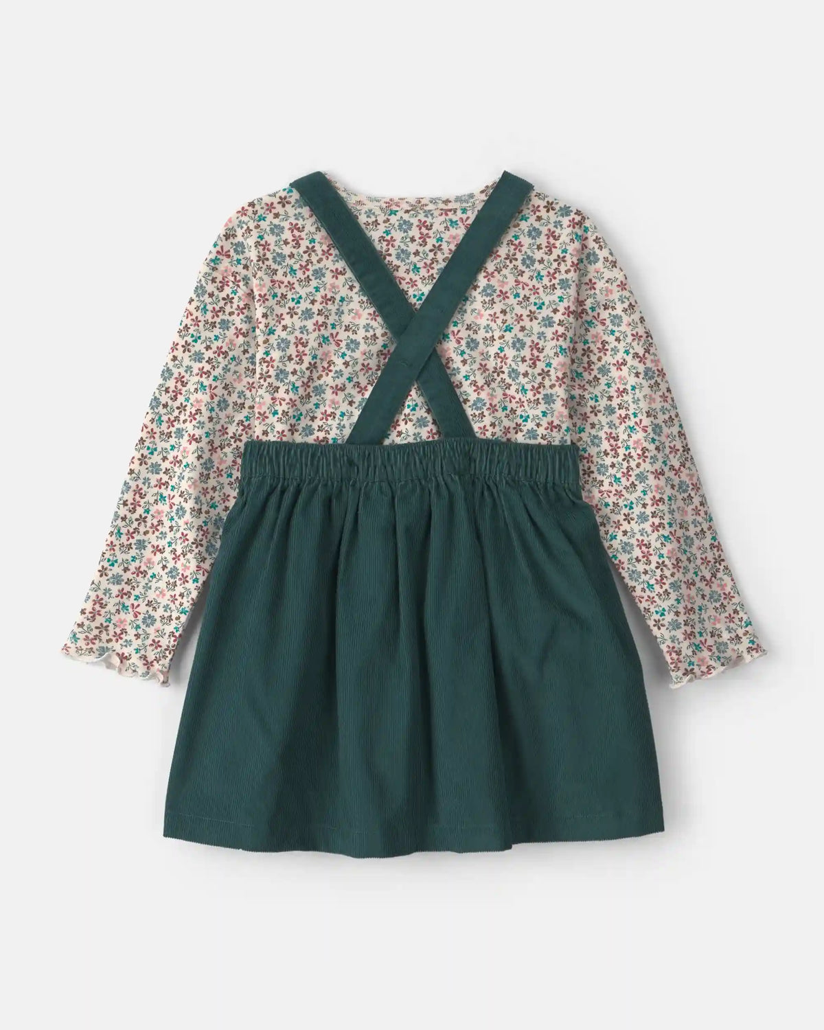 Toddler Girl 2-Piece Floral Corduroy Long-Sleeve Dress Set