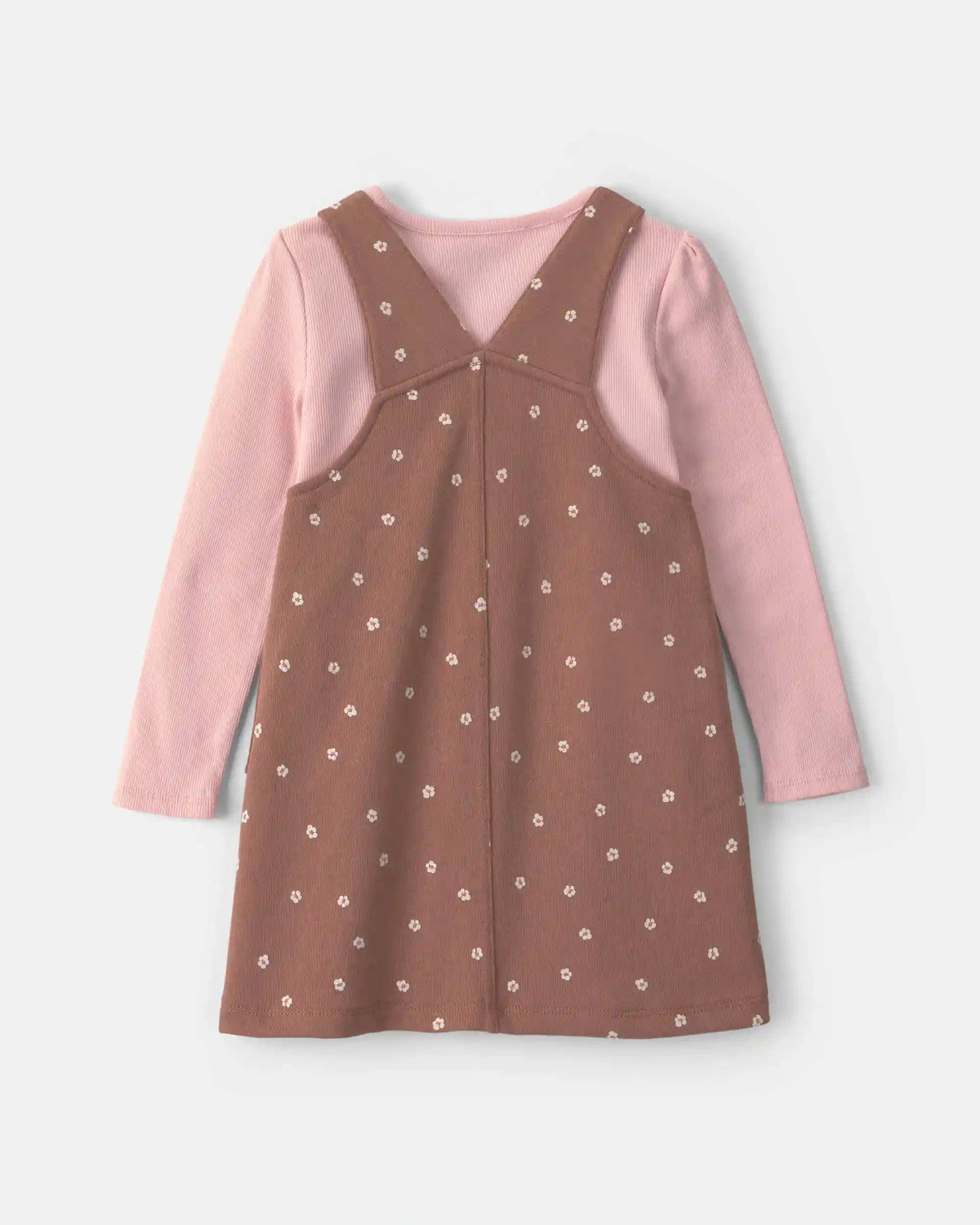 Toddler Girl Floral French Terry Long-Sleeve Dress Set - Pink/Brown