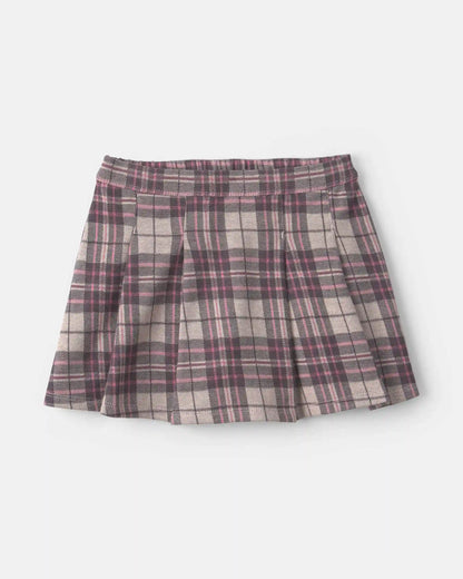 Toddler Girl 2-Piece 'Good Day' Plaid Fleece Sweatshirt & Skirt Set - Cream/Burgundy