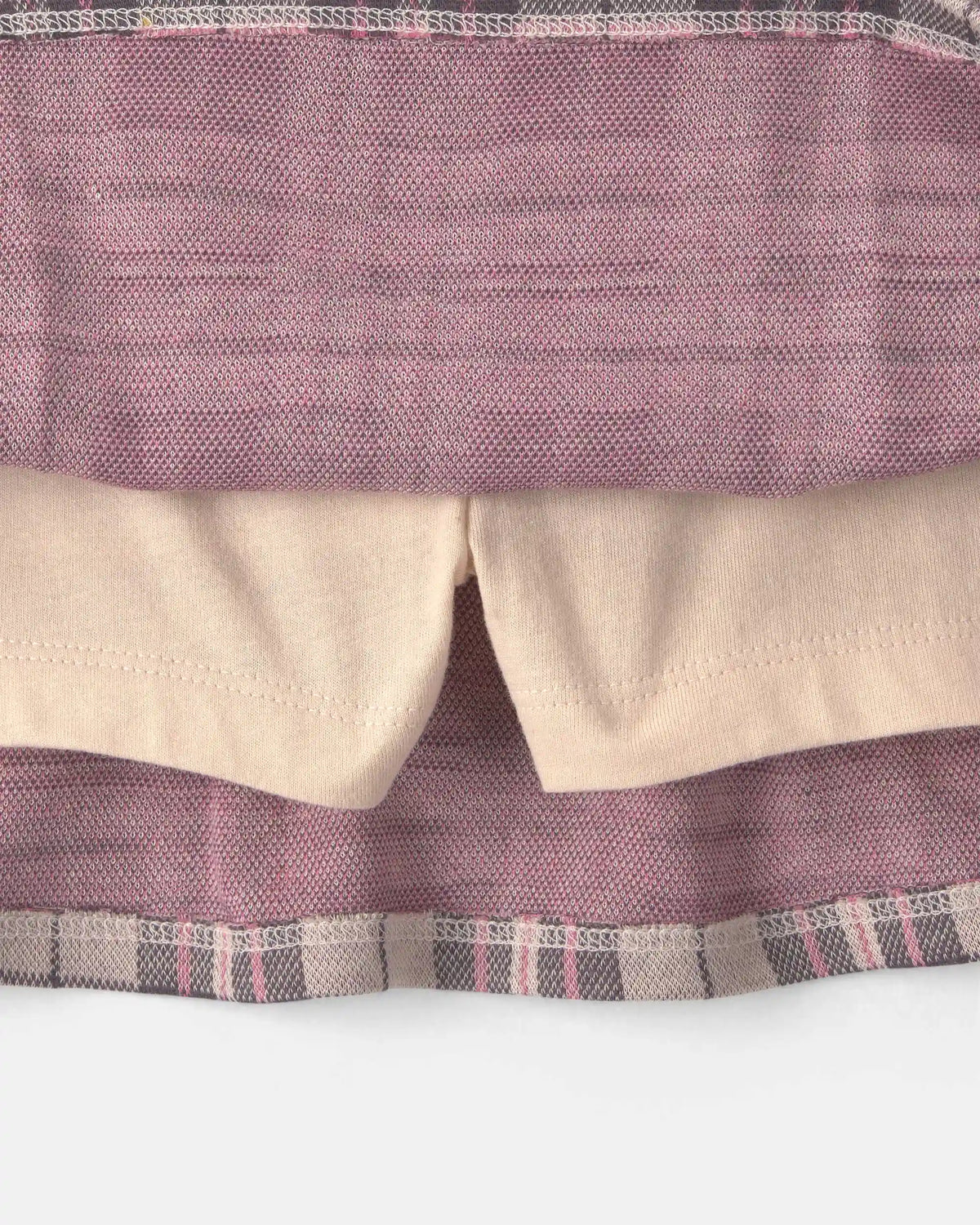 Toddler Girl 2-Piece 'Good Day' Plaid Fleece Sweatshirt & Skirt Set - Cream/Burgundy