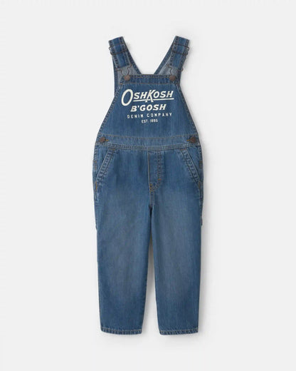 Toddler Logo Denim Overalls - Dark Wash