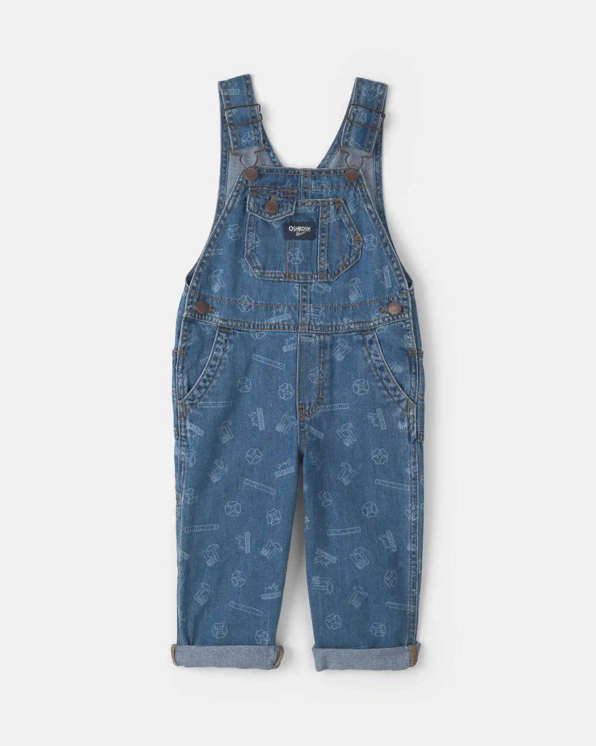 Toddler Logo Denim Overalls - Light Wash