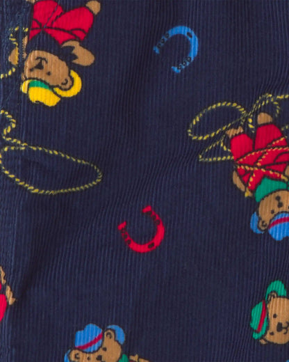 Toddler Bear Corduroy Overalls - Navy Blue