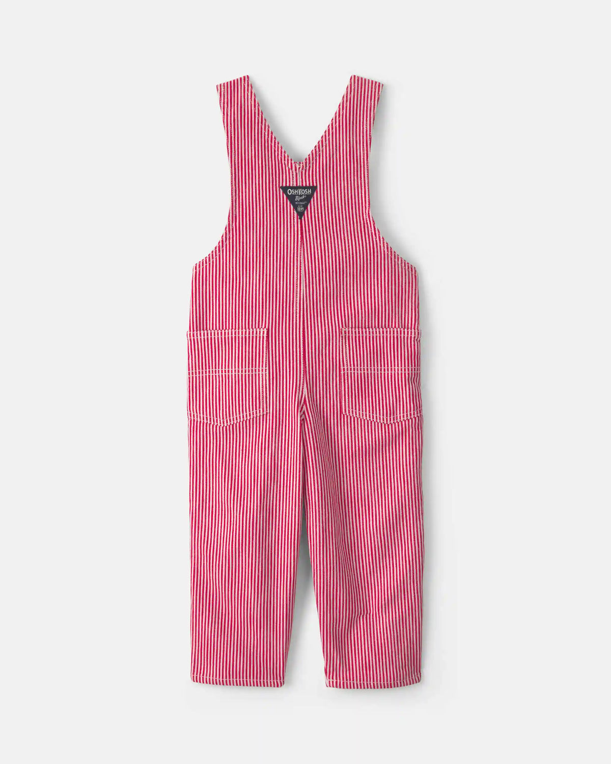 Toddler Boy Hickory Stripe Overalls - Red/White