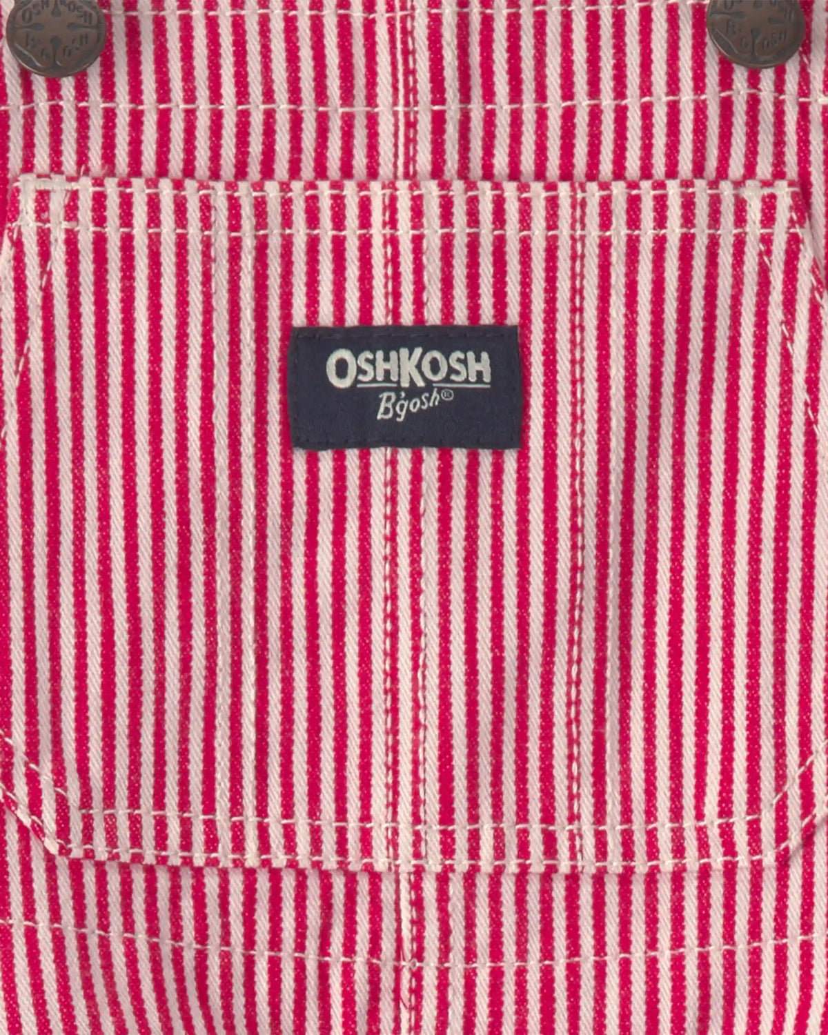 Toddler Boy Hickory Stripe Overalls - Red/White