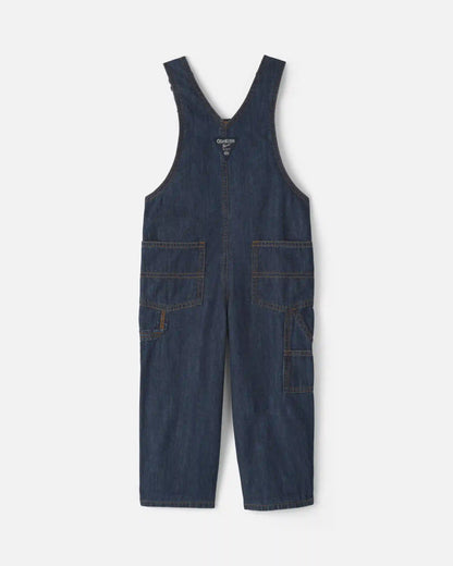 Toddler Boy Buffalo Check Denim Overalls - Dark Wash