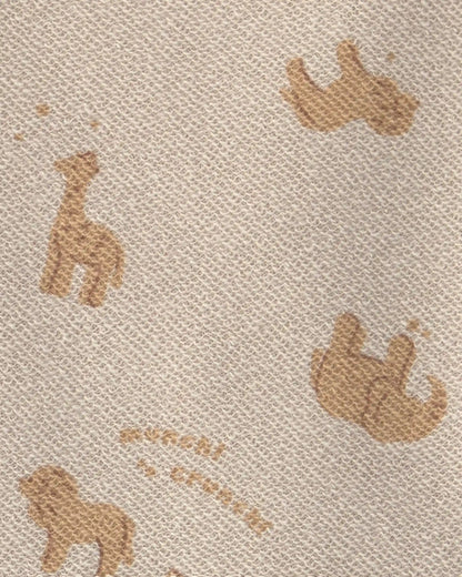Toddler Boy 2-Piece Animal Cracker French Terry Top & Pant Set - Cream/Brown