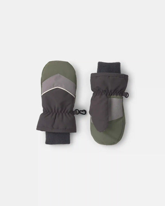 Toddler Boy Color Block Ski Mittens - Grey/Green