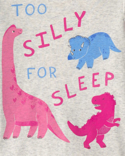 Toddler Girl 4-Piece Dino Heart Cotton Snug Fit Pajama Set - Pink
