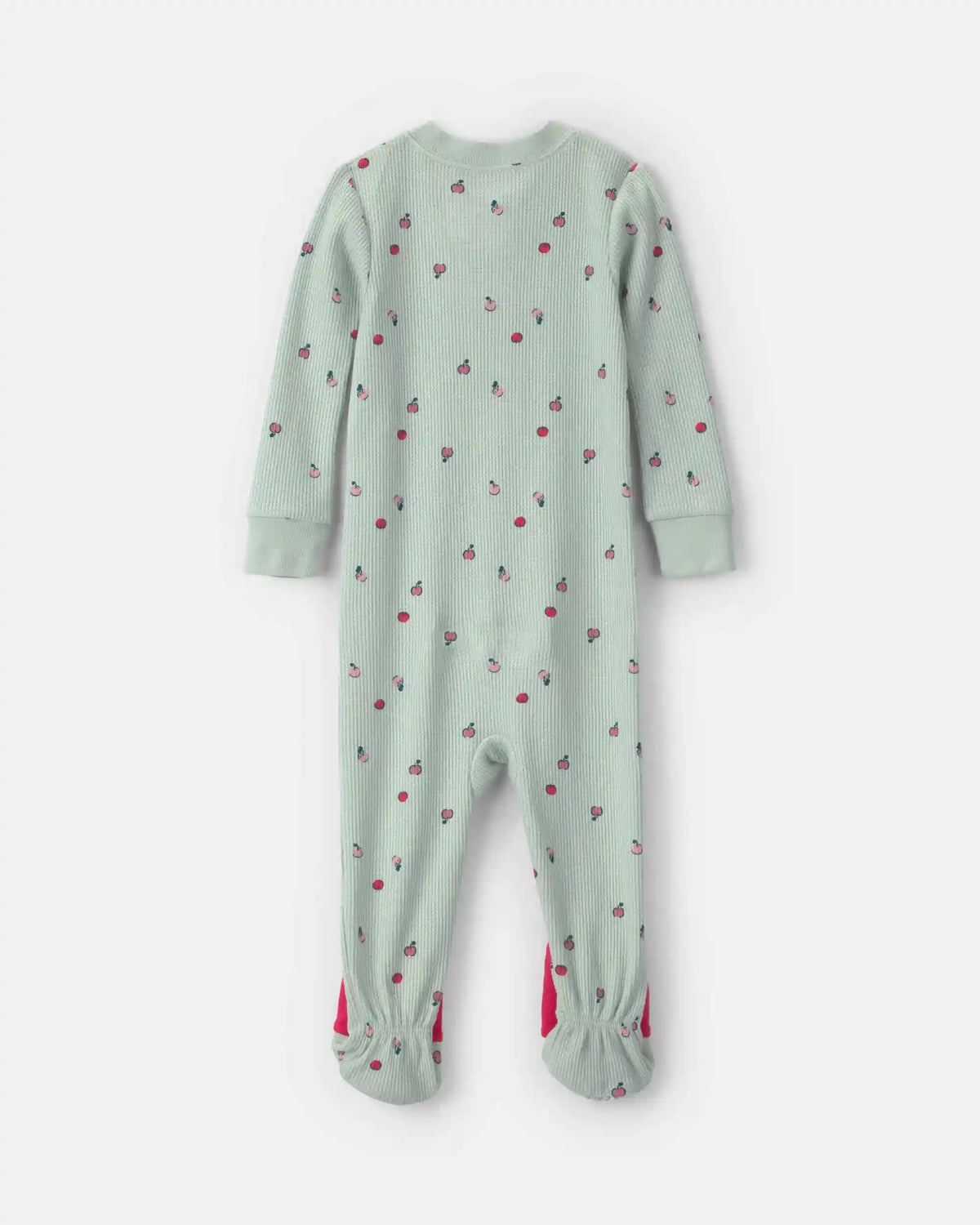 Toddler Girl 1-Piece Apple Thermal Snug Fit Footed Pajama - Green