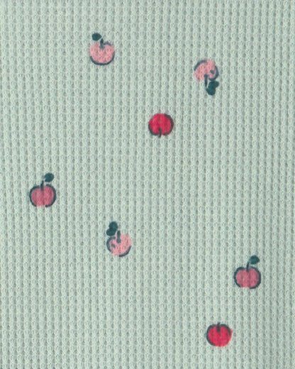 Toddler Girl 1-Piece Apple Thermal Snug Fit Footed Pajama - Green