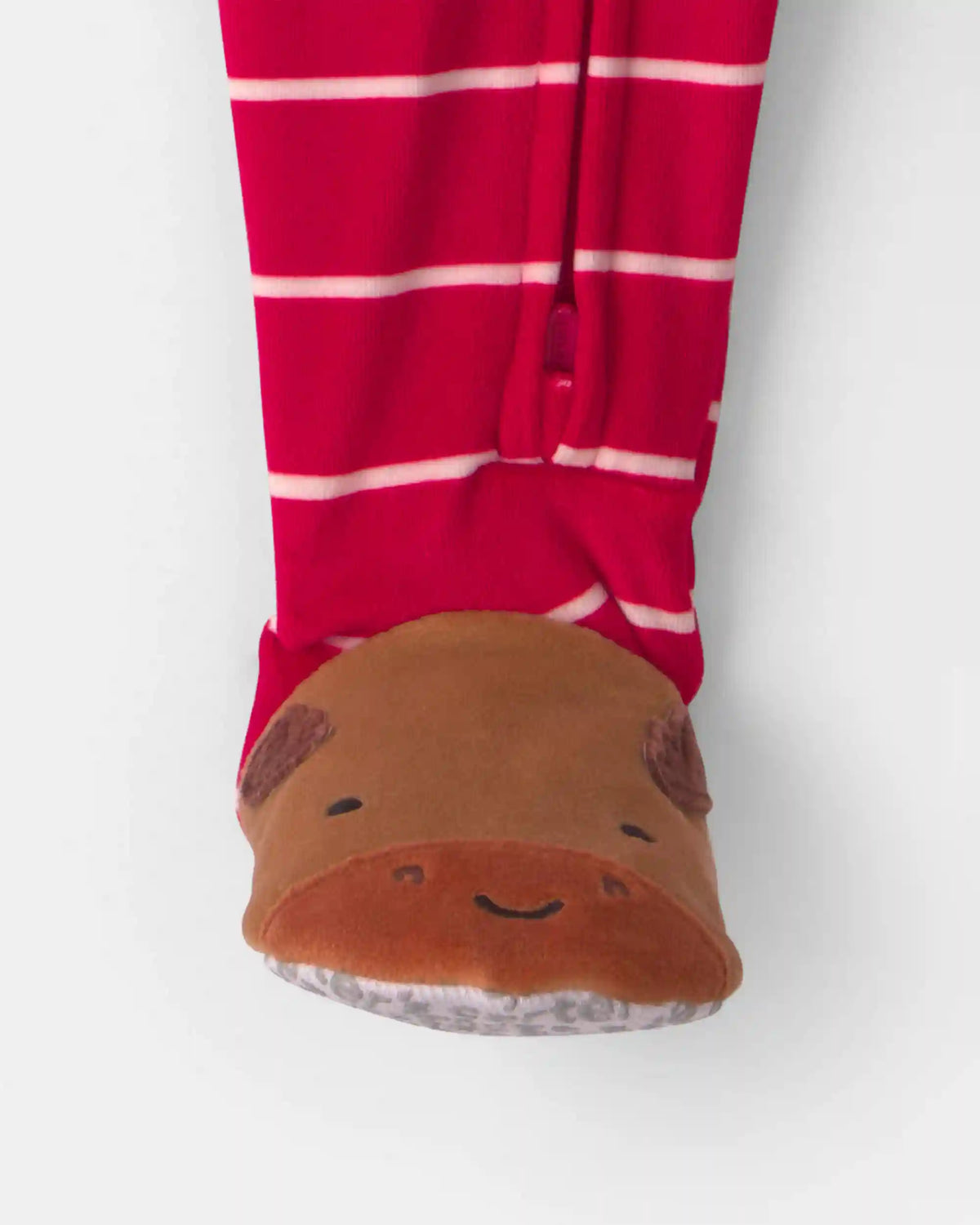 Toddler Boy 1-Piece Moose Striped DreamPlush Snug Fit Footed Pajama - Red