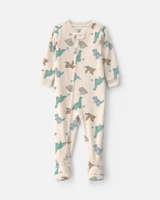 Toddler Boy 1-Piece Dino DreamPlush Snug Fit Footed Pajama - Cream