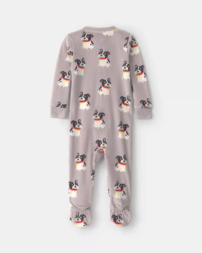 Toddler Boy 1-Piece Dog DreamPlush Snug Fit Footed Pajama - Grey