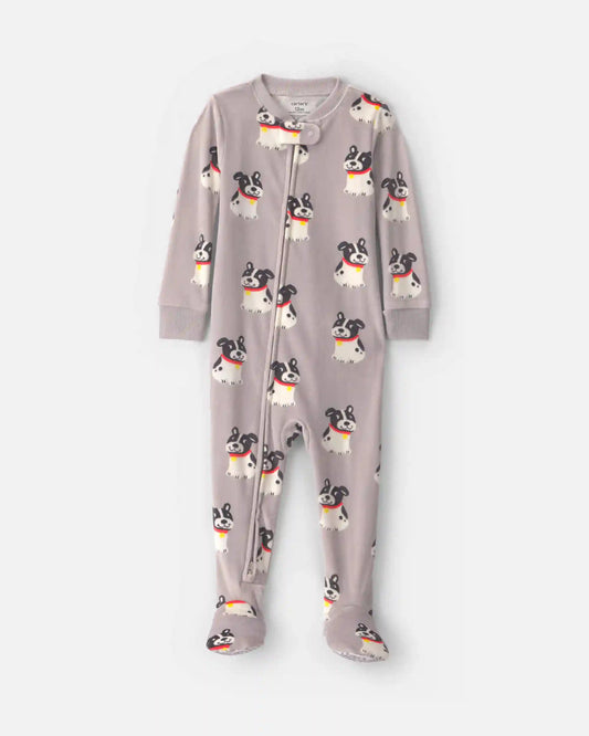 Toddler Boy 1-Piece Dog DreamPlush Snug Fit Footed Pajama - Grey