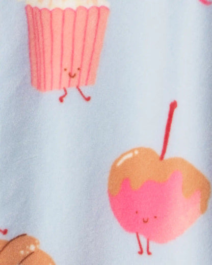 Toddler Girl 1-Piece Festival Treats DreamPlush Snug Fit Footed Pajama - Blue