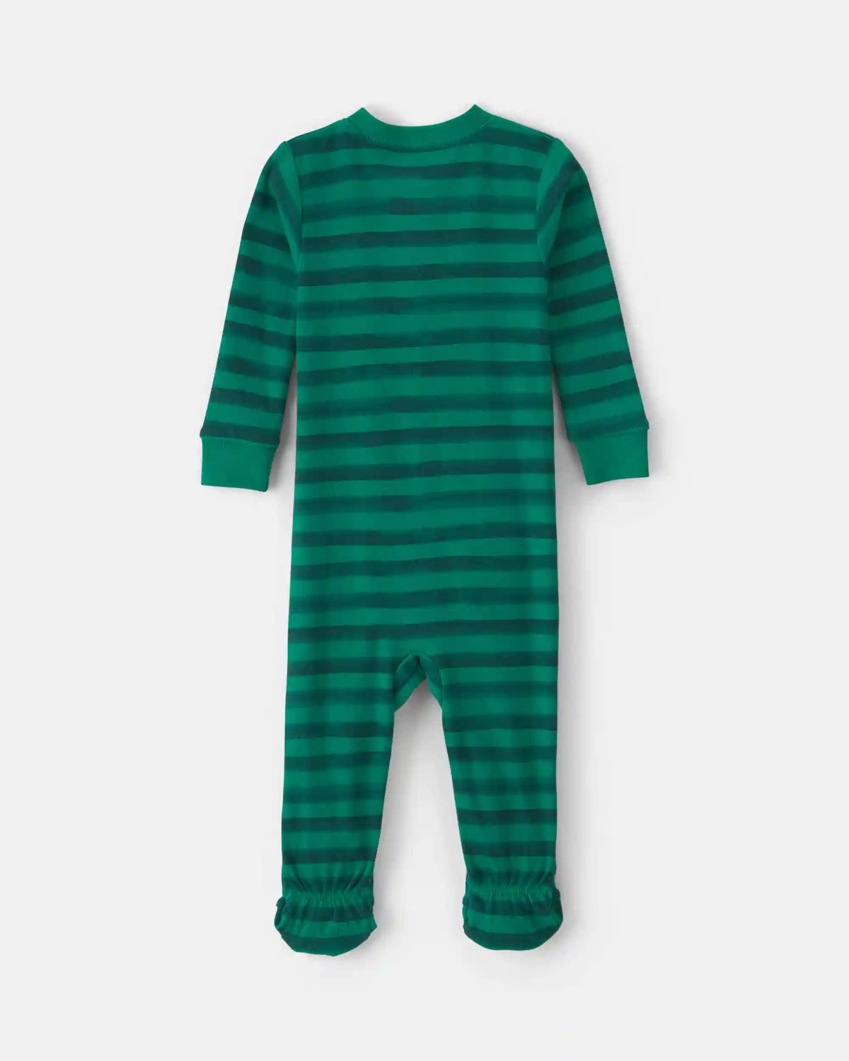Toddler 1-Piece Striped Snowman 100% Cotton Snug Fit Footed Pajama - Green