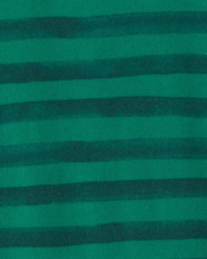 Toddler 1-Piece Striped Snowman 100% Cotton Snug Fit Footed Pajama - Green
