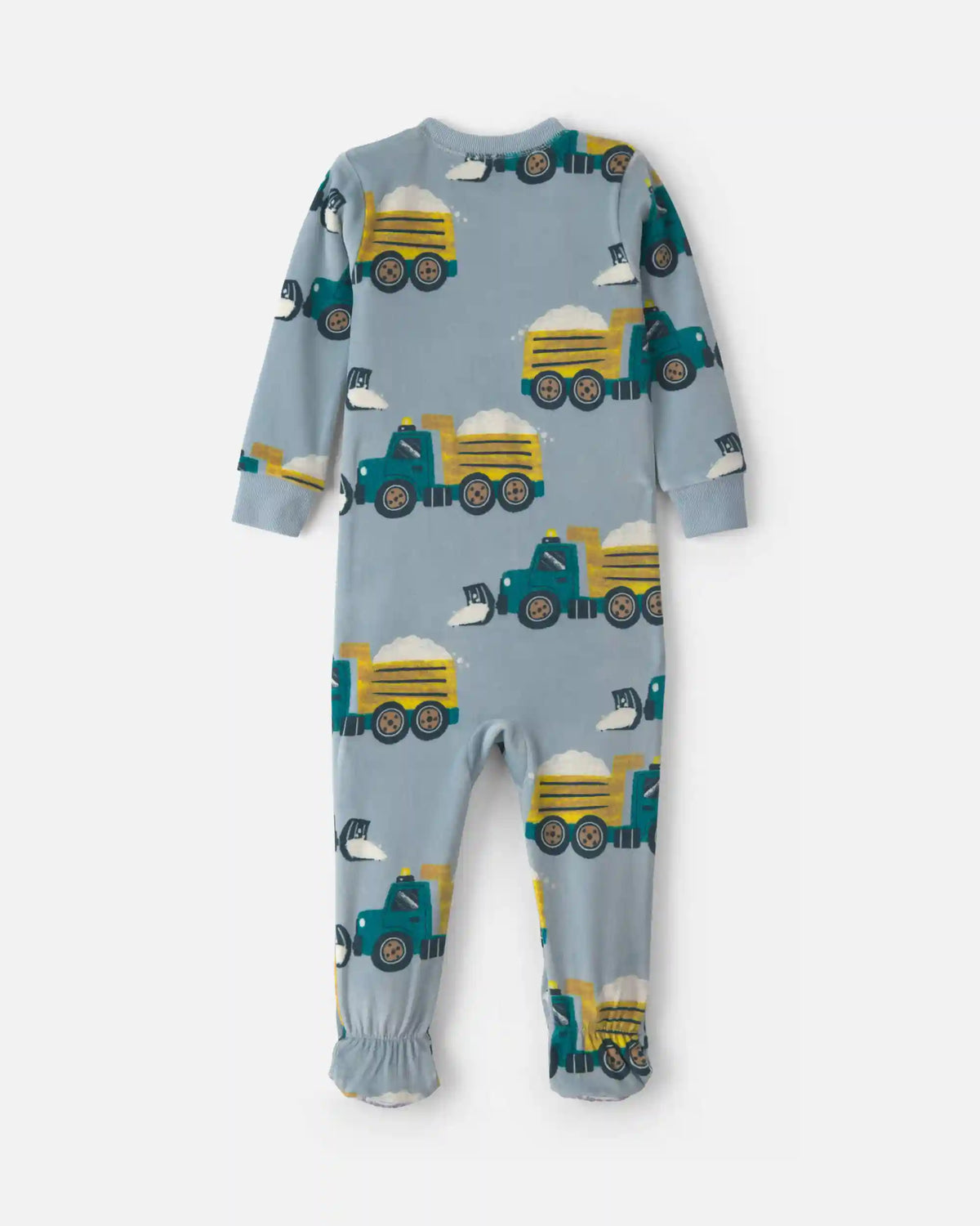 Toddler Boy 1-Piece Snow Trucks DreamPlush Snug Fit Footed Pajama - Blue