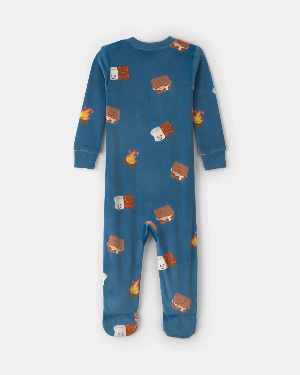 Toddler Boy 1-Piece Smores DreamPlush Snug Fit Footed Pajama - Navy Blue