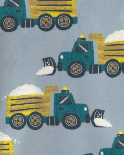 Toddler Boy 2-Piece Snow Trucks DreamPlush Snug Fit Pajama Set - Blue