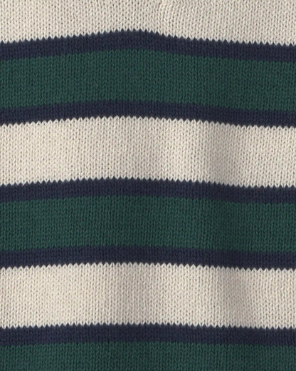 Toddler Boy Organic Cotton Sweater Knit Polo in Stripes