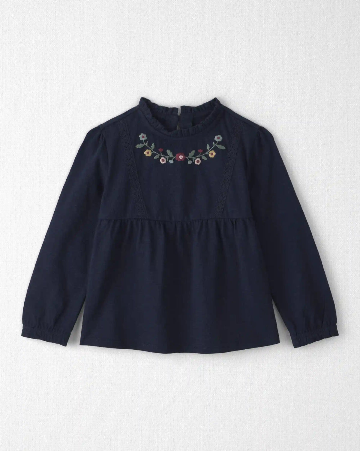 Toddler Girl Organic Cotton Embroidered Peplum Top