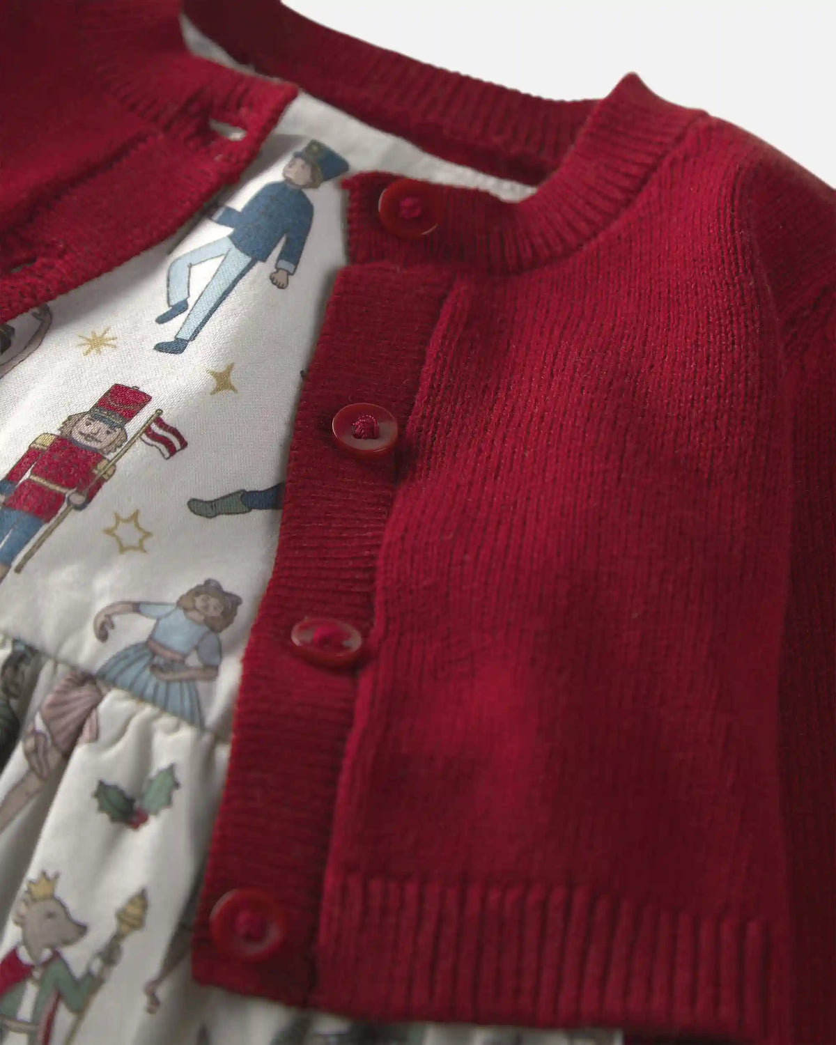 Toddler Girl 2-Piece Organic Cotton Cardigan Dress Set in Nutcracker