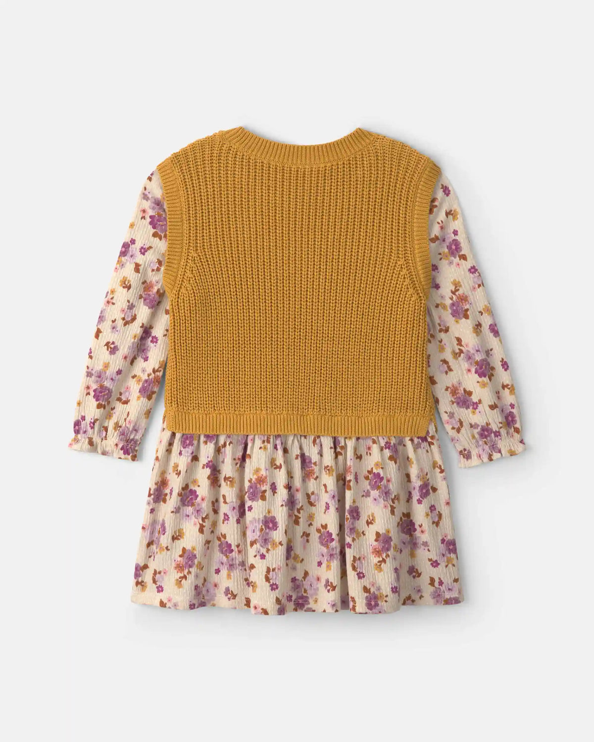 Toddler Girl Floral Long-Sleeve Dress - Yellow/Cream