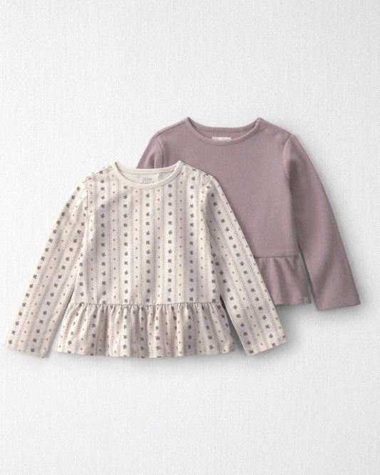Toddler Girl 2-Pack Organic Cotton Peplum Tops