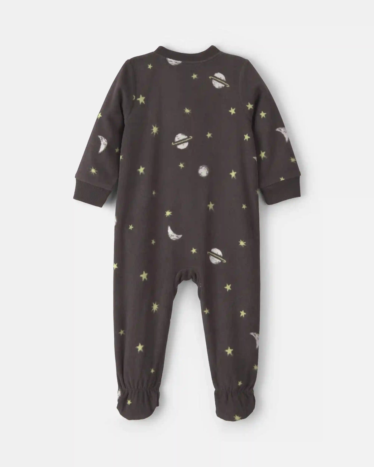 Toddler Boy 1-Piece Space Fleece Loose Fit Footed Pajama - Black
